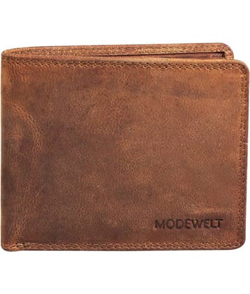 MODEWELT Brown Leather Men's Two Fold Wallet ( Pack of 1 )