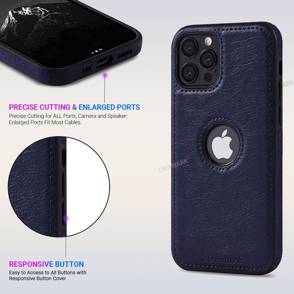 LIRAMARK PU Leather Flexible Back Cover Case Designed for iPhone 12 Pro