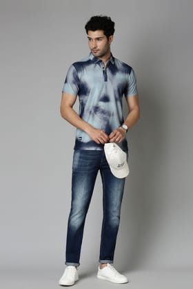 Sea-Foam Printed Polo T-Shirt-M