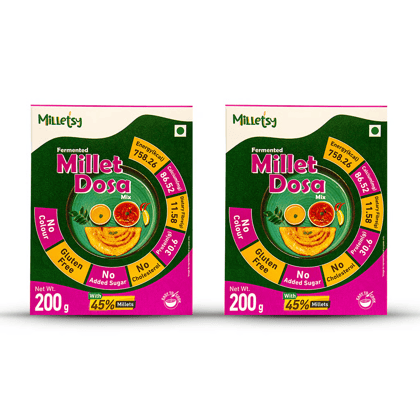 Milletsy Millet Dosa Instant Mix Fermented Pack of 2 200g Each Milletsy Millet Dosa Instant Mix Fermented Pack of 2 200g Each