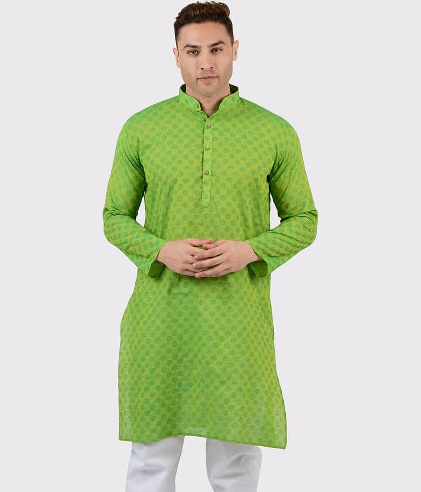 Maharaja - Green Cotton Men's Regular Kurta ( Pack of 1 )
