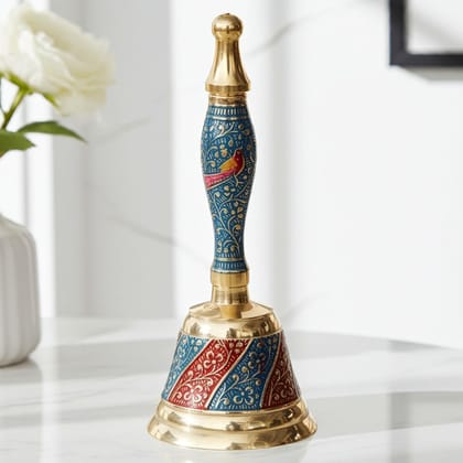 Brass Bell No. 1 Blue Colour, Height : 6.5 Inch (ZMAS166 A)