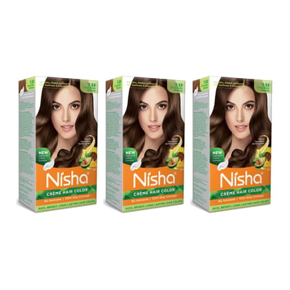 Nisha Creme Hair Color Chocolate Blonde, Permanent Hair Colour for Women Men, No Ammonia, Ultra Soft Deep Shine, 100% Grey Coverage, 7.53 Chocolate Blonde Hair Colour 120gm Pack of 3 Nisha Creme Hair Color Chocolate Blonde, Permanent Hair Colour for Wome