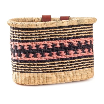 Bicycle Basket Medium 12 point 5 Inch Handwoven Fair Trade African Basket