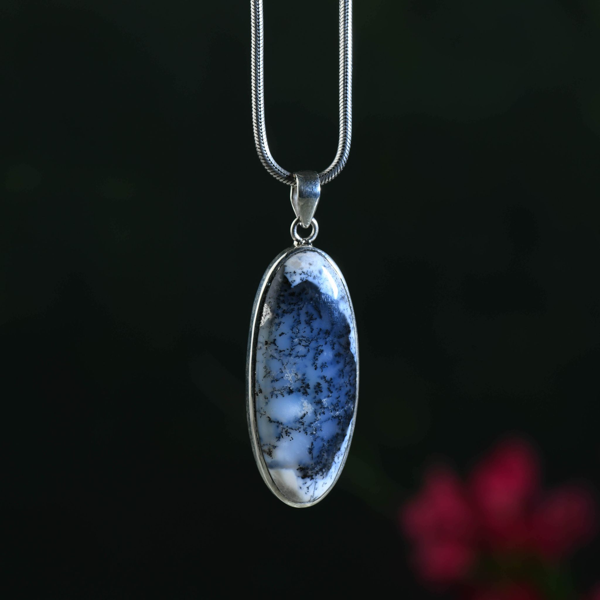 Dendrite Opal Silver Pendant