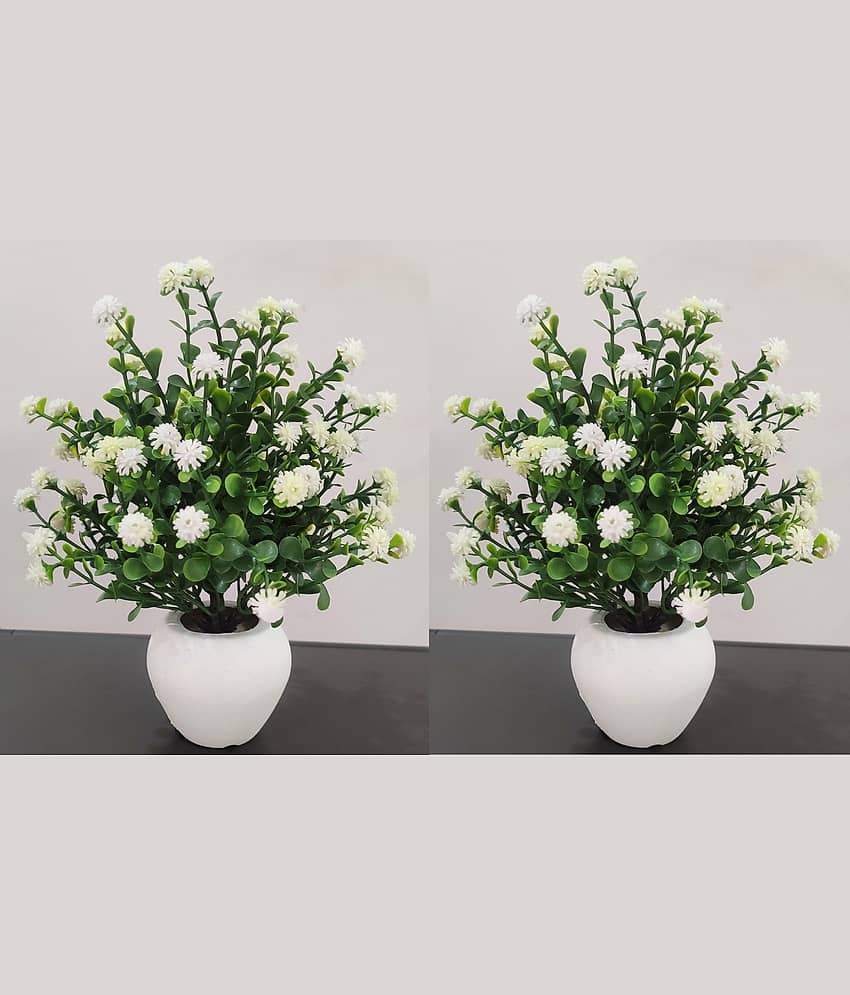 BAARIG - White Daisy Artificial Flower ( Pack of 2 )