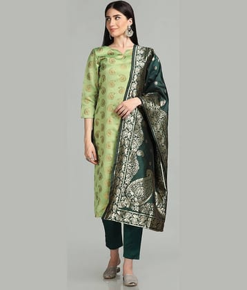 Hritika - Green Straight Brocade Women's Stitched Salwar Suit ( Pack of 1 )