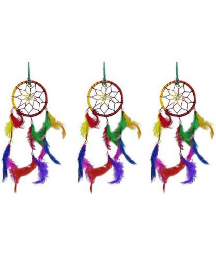 new lucky Feather Multicolor Dream Catcher - Pack of 3
