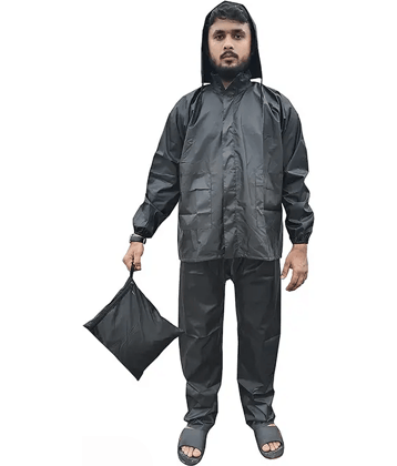 ENTICE Black PVC Men's Rain Suit ( Pack of 1 )