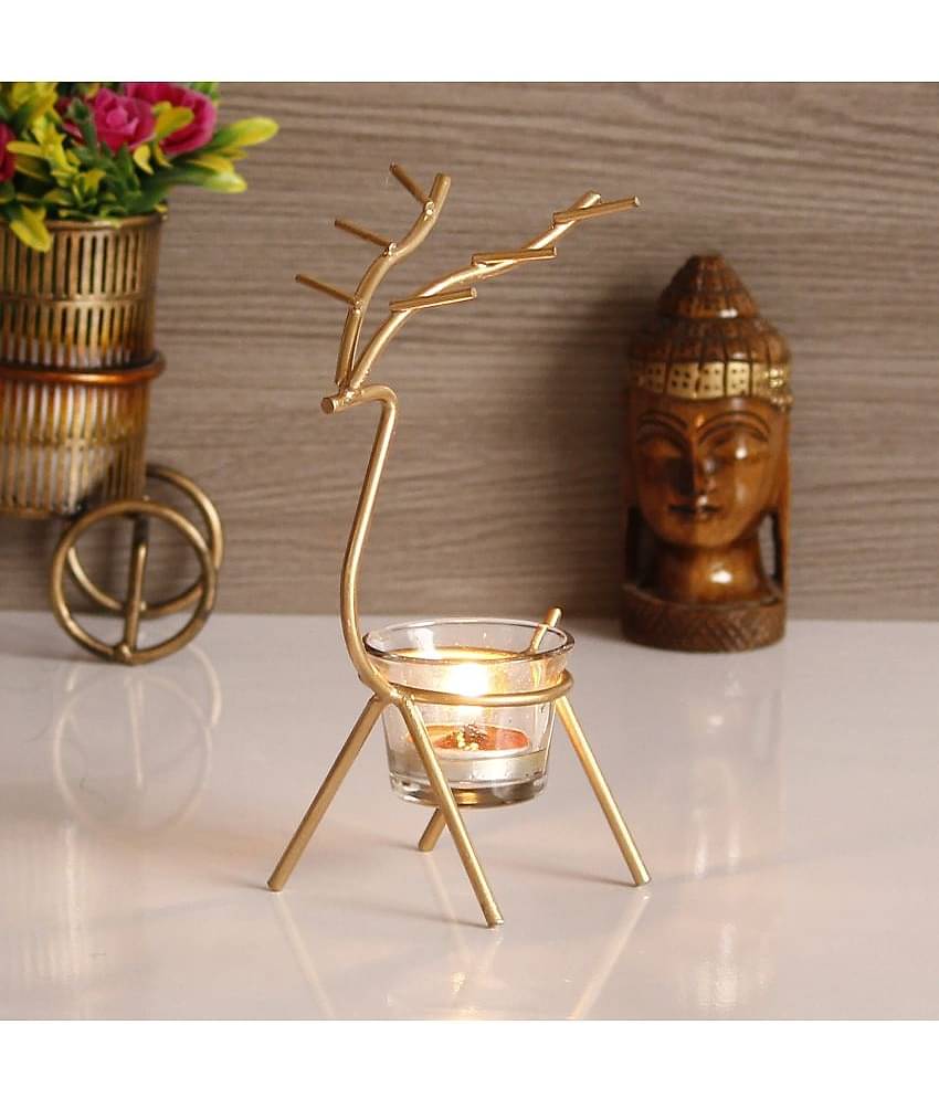 eCraftIndia Gold-Toned Handcrafted Tea Light Holder