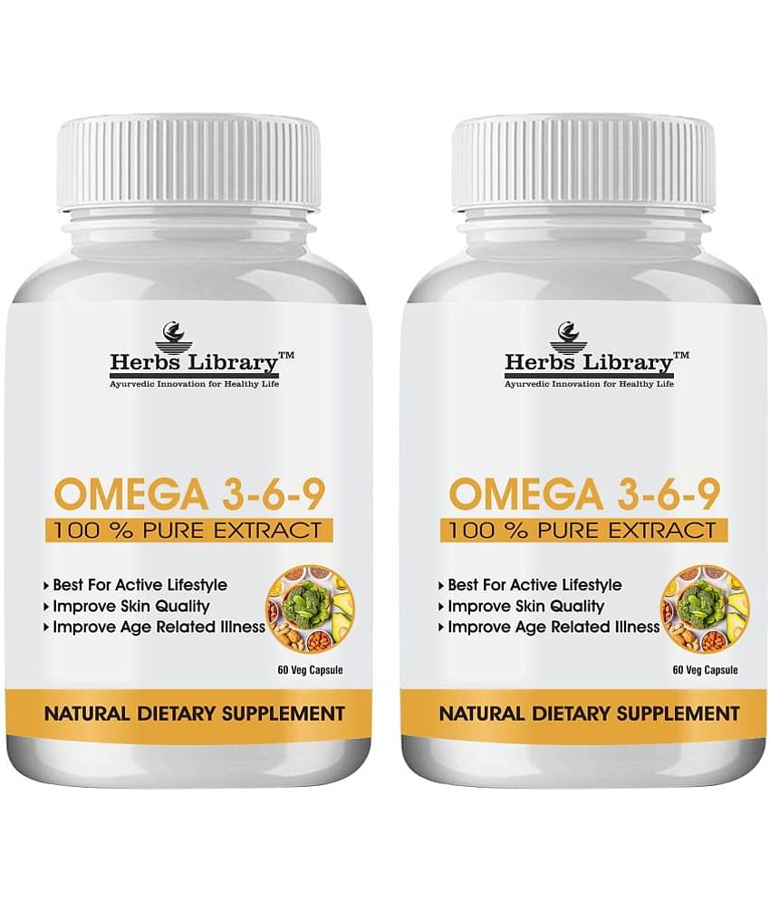 Herbs Library Omega 3 6 9 Supplement For Skin, Heart & Joint Health 60 Capsules Each (Pack of 2)