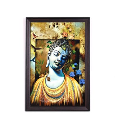 Lord Buddha Crystal Embellished Resin Wall Painting Lord Buddha Crystal Embellished Resin Wall Painting