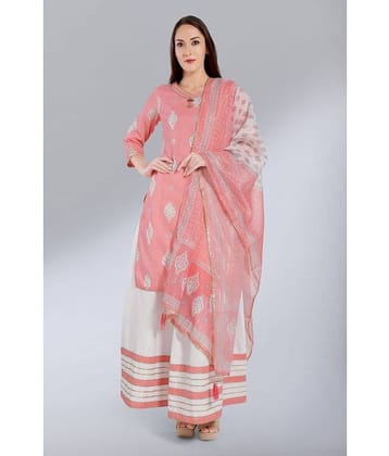 Madhuram Textiles - Pink Straight Cotton Women's Stitched Salwar Suit ( Pack of 1 )