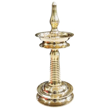 Brass Kerala Fancy Deepak | Traditional Round Oil Lamp, Height : 14.5 Inch (FMAS791 I)
