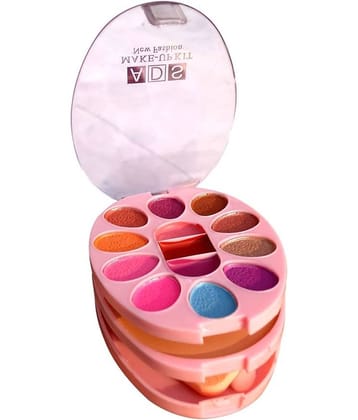 ADS Makeup Kit for Girls|12,Eye Shadow|3,Lip Color|2,Blusher|2,Face Powder|With Sponge & Brush
