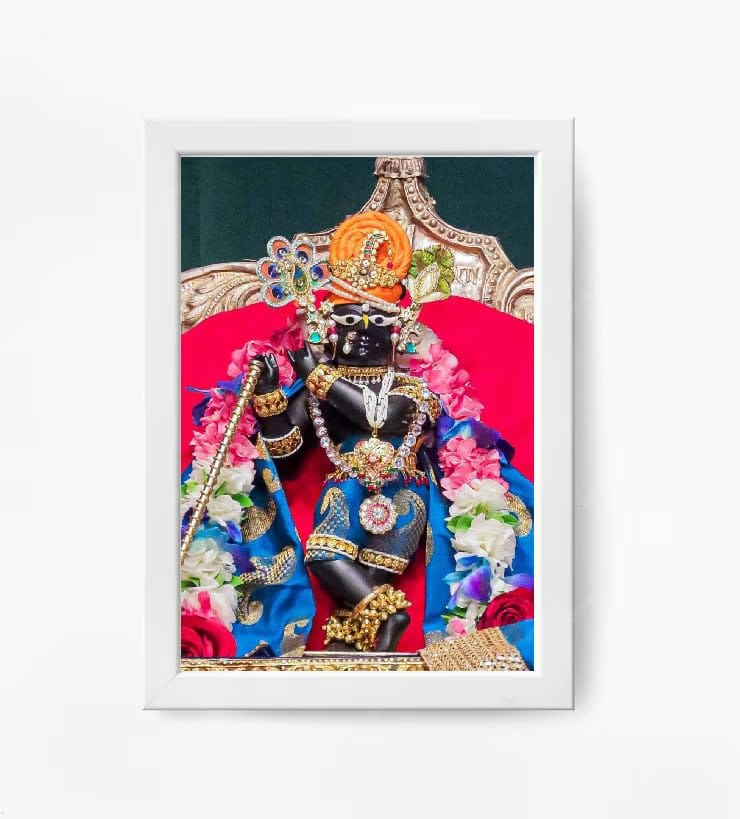 NOKKES Radha Raman Ji Vrindavan Radha Raman Thakur Ji White Photo Frames Religious Photo frame 5X7 Inch Photo Frame_QWW62