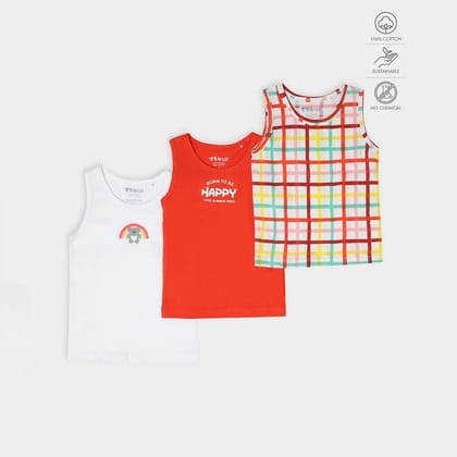 Baby Boy Vest with Striped Print- (Pack of 3)-18-24 M / Red