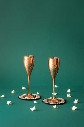 Naaz Champagne Copper Goblets - Set of 2 | Elegant Copper Drinkware-Champagne
