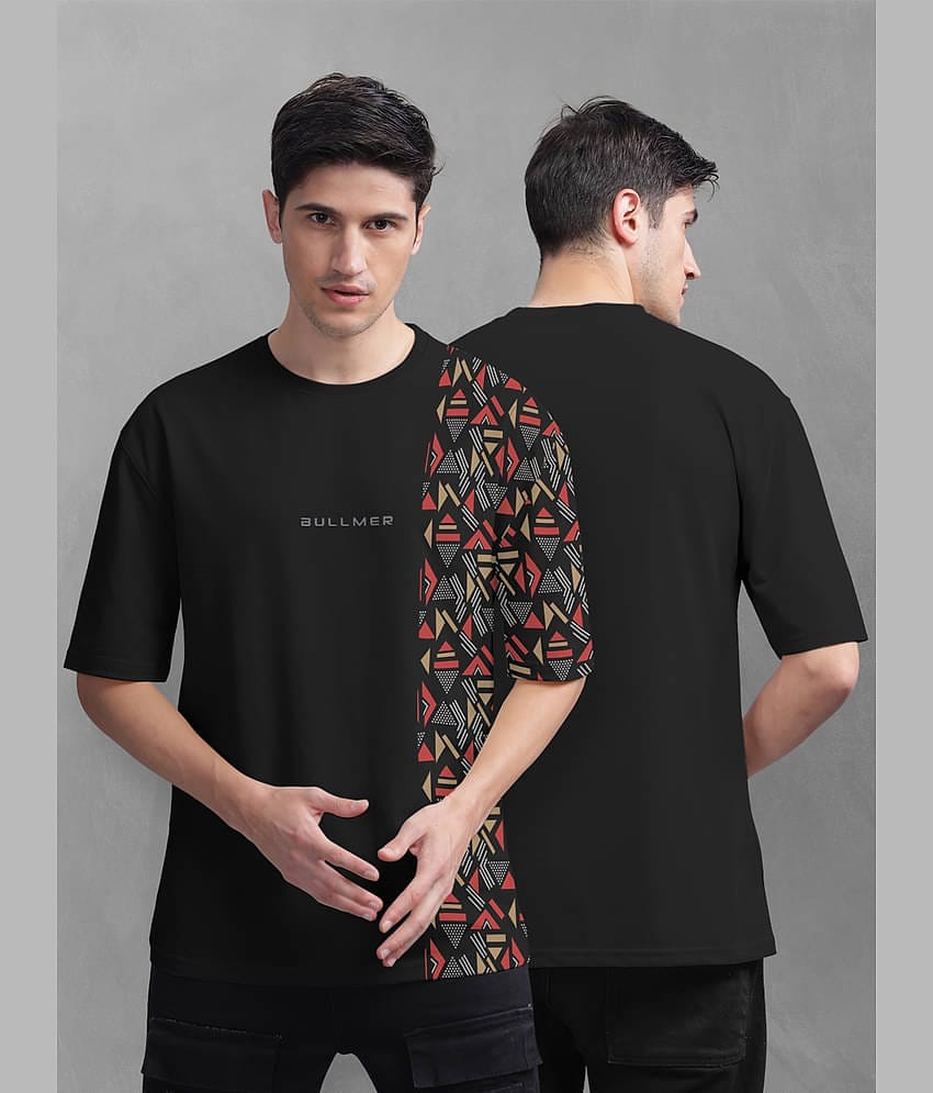 BULLMER Pack of 1 Cotton Blend Oversized Fit Men's T-Shirt ( Black )