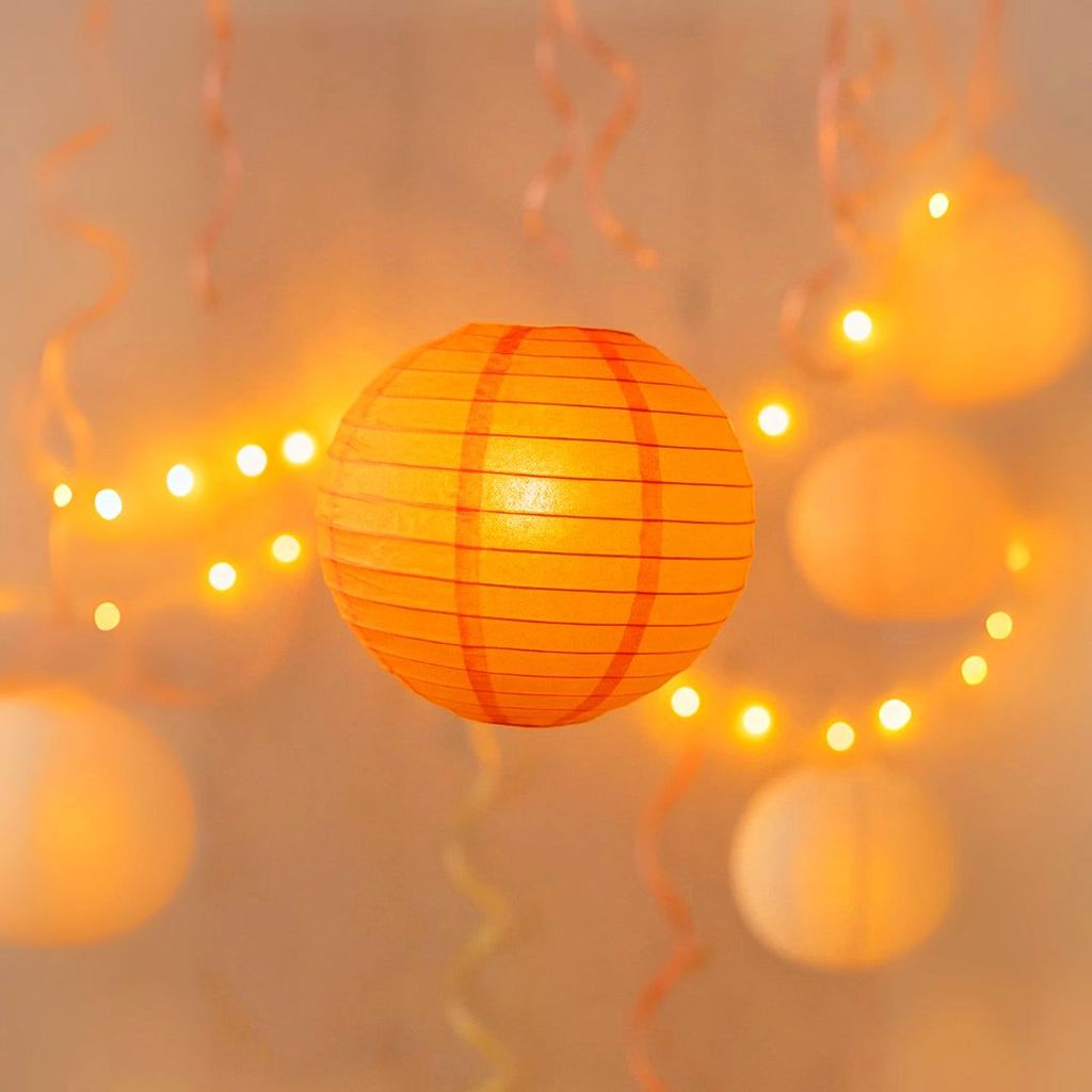 Orange Round Paper Lantern - 10 Inches - 1PC - Party and Festive Needs | Buy online on ZillyBuy