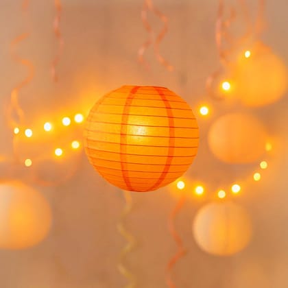 Orange Round Paper Lantern - 10 Inches - 1PC Orange Round Paper Lantern - 10 Inches - 1PC