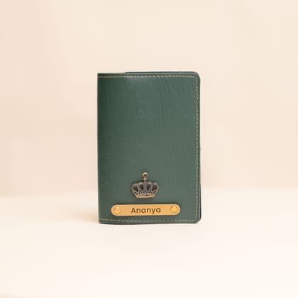 Personalized Passport Cover in Olive Green – Custom Vegan Leather Travel Accessory