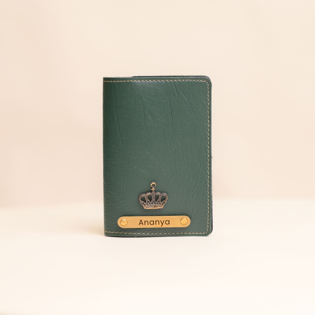 Personalized Passport Cover in Olive Green – Custom Vegan Leather Travel Accessory