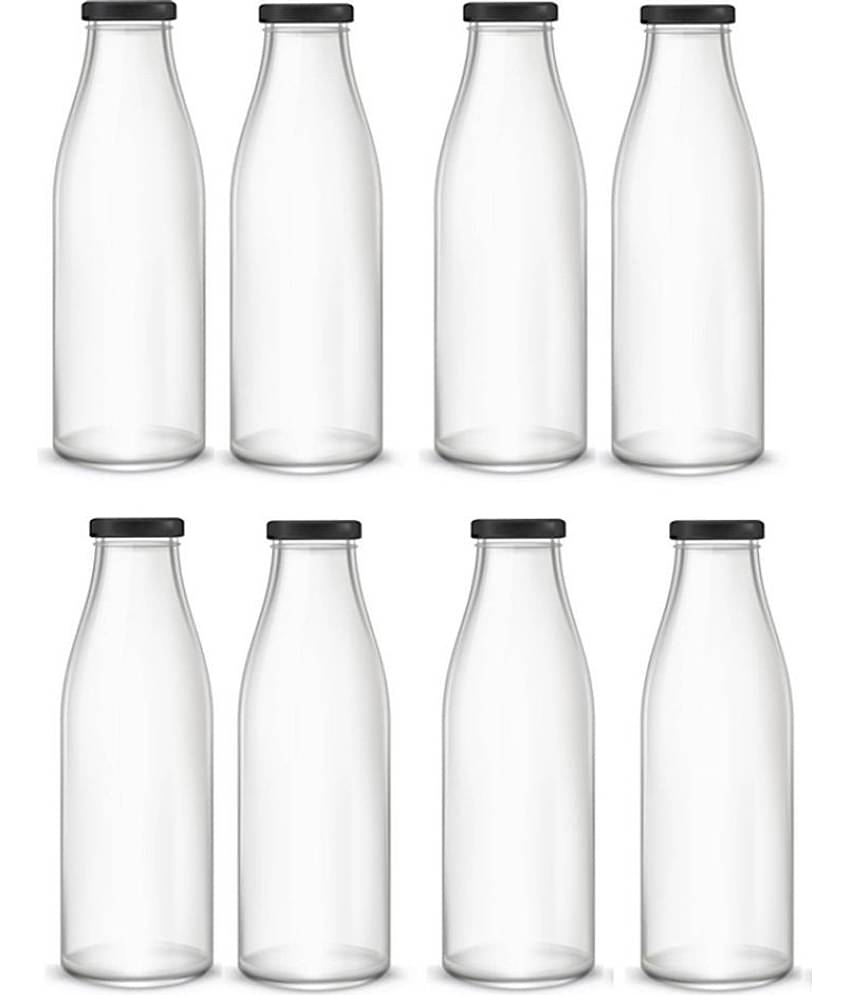 Somil Glass Water Bottle, White, Pack Of 8, 1000 ml