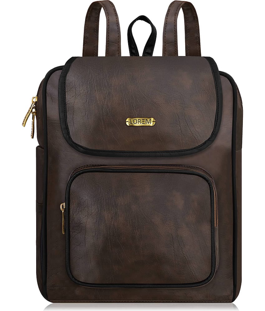 Lorem 5 Ltrs Brown Faux Leather College Bag