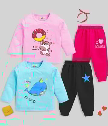 Regular Fit Cotton T-Shirts and Pyjamas Set