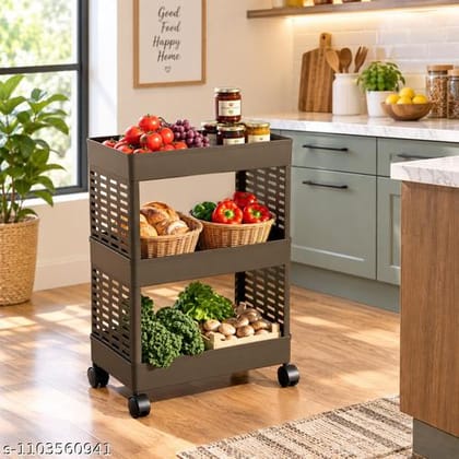 3-Tier Large Plastic Kitchen Organizer Rack 3-Tier Large Plastic Kitchen Organizer Rack