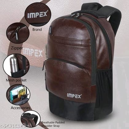 IMpex Brown Leatherette 15.6 Inch Laptop Backpack