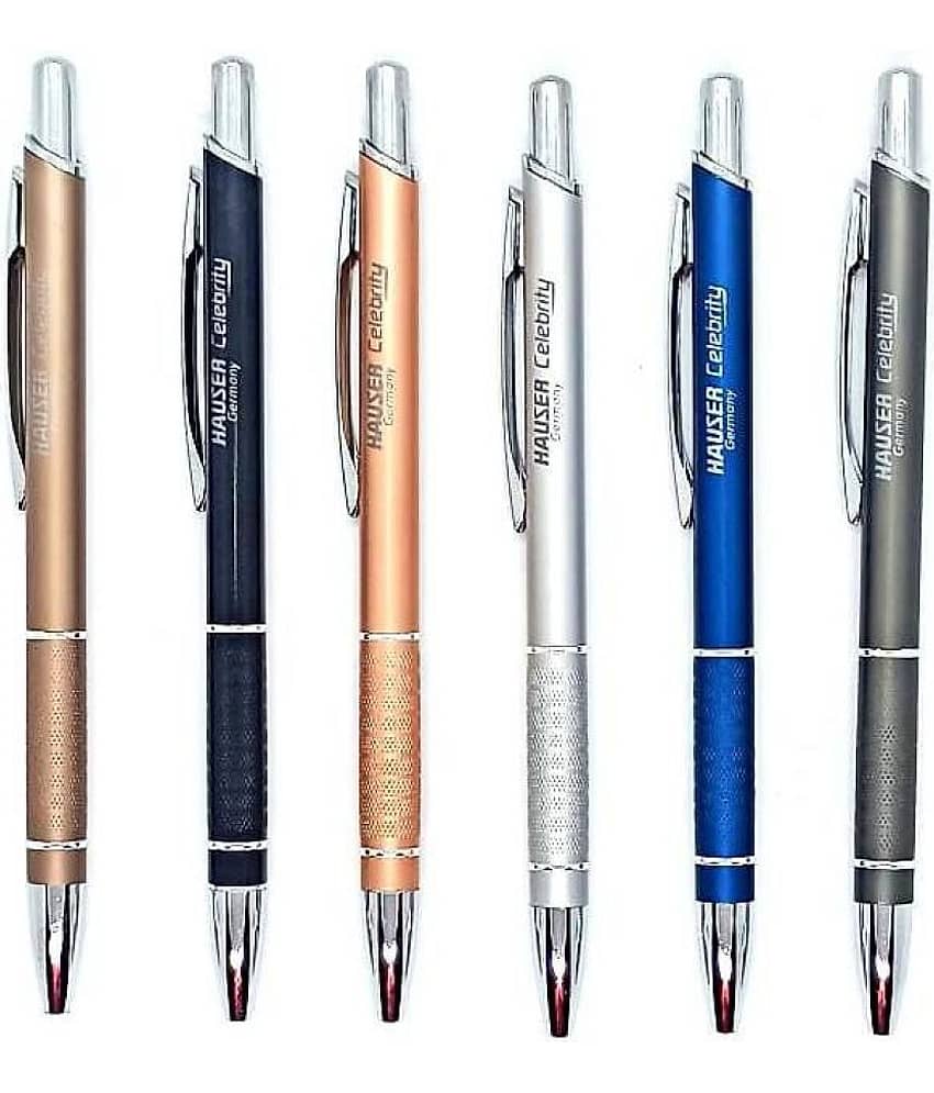 Hauser Germany Celebrity Metal Ball Pen Pack Of 6 Ball Pen (Pack Of 6, Blue)