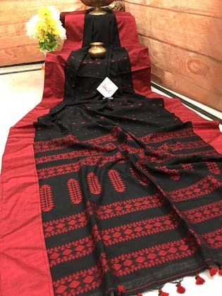 AWESOME LINEN COTTON PRINTED SAREE -1695