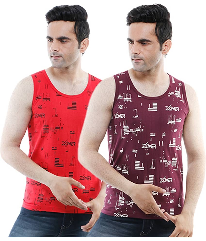 XMER Pack of 2 Cotton Basic Vest For Men ( Multicolor )