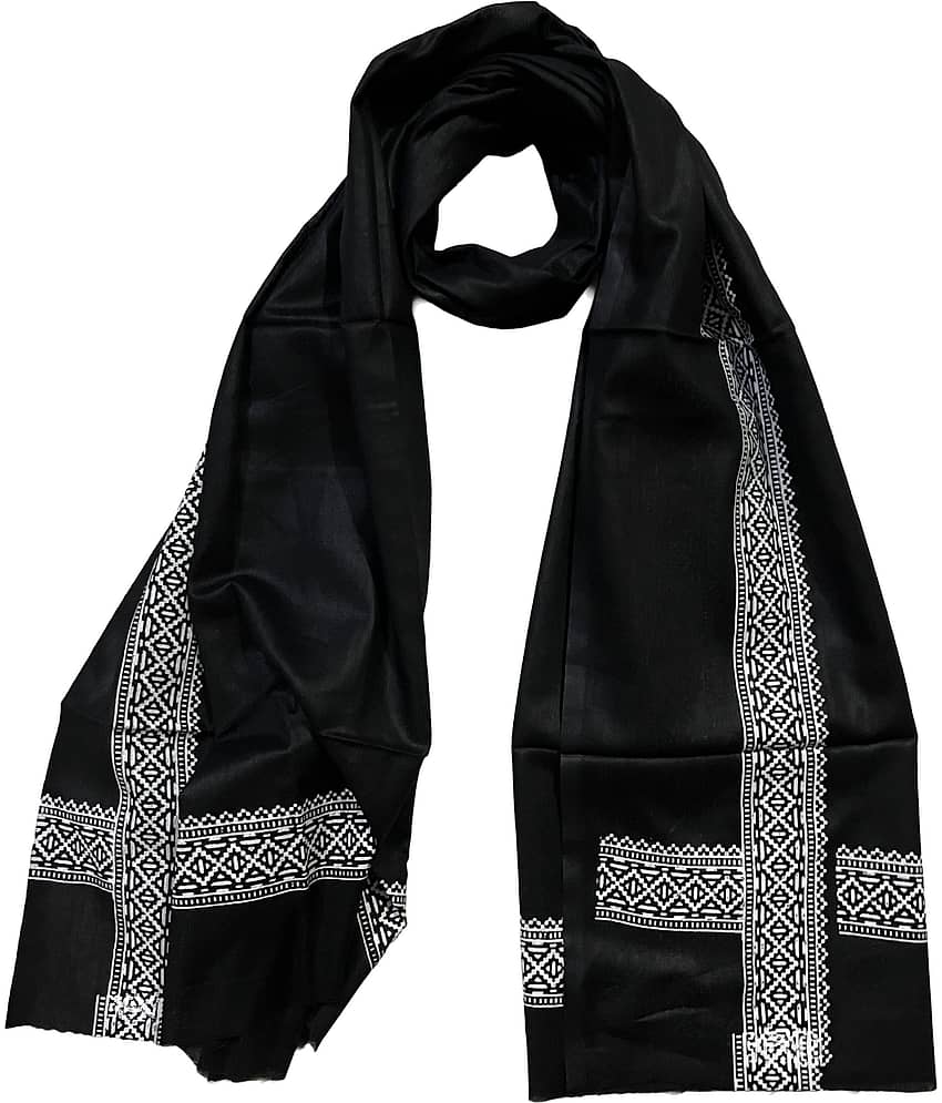 Mk weaves Pack of 1 Cotton 325 -GSM Bath Towel & Scarves ( Black )