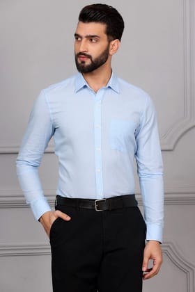 Light Blue Formal Cotton Shirt (Size - S) by BLUE EAGLE