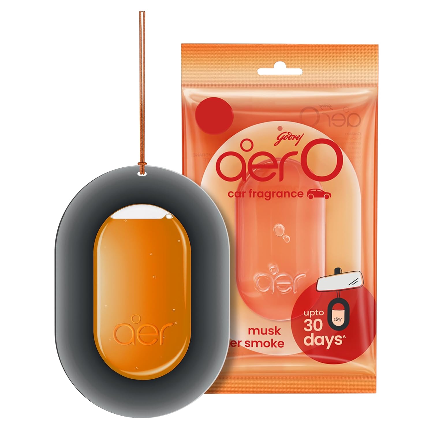 Godrej aer O Hanging Car Air Freshener Gel | Car Accessories | Musk After Smoke (7.5G)