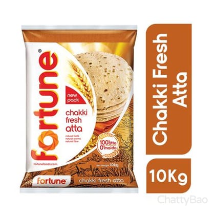 Fortune Chakki Fresh Atta -100% Atta, 0% Maida 10 Kg
