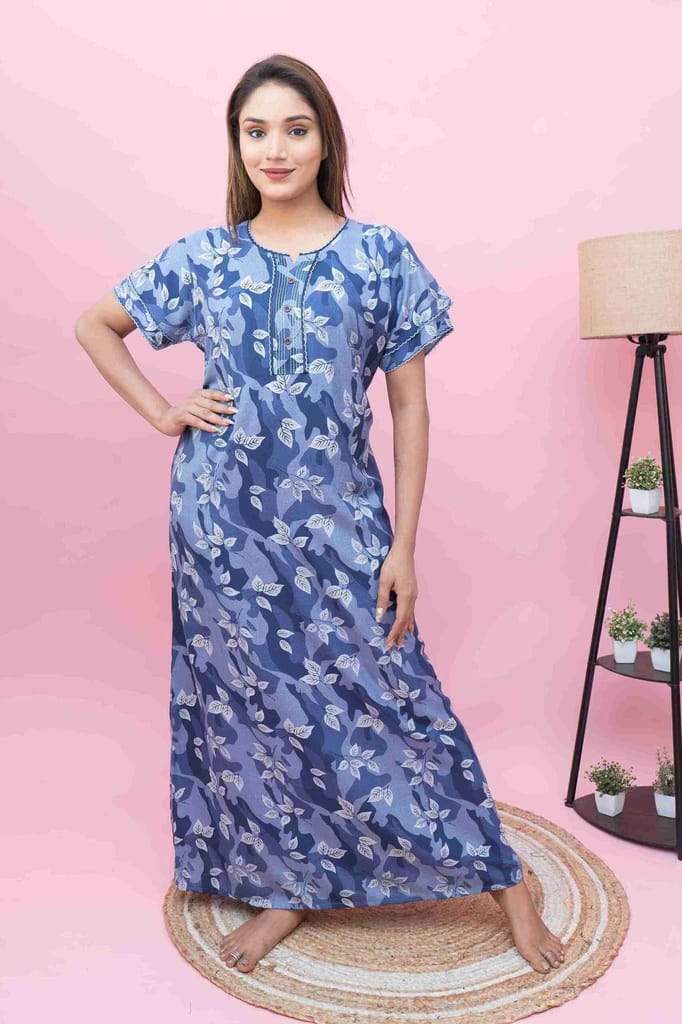 Affordable Women Premium Aarka Nighty for Women | Fancy Sleeves | A-Line Fit | Soft &amp; Comfor