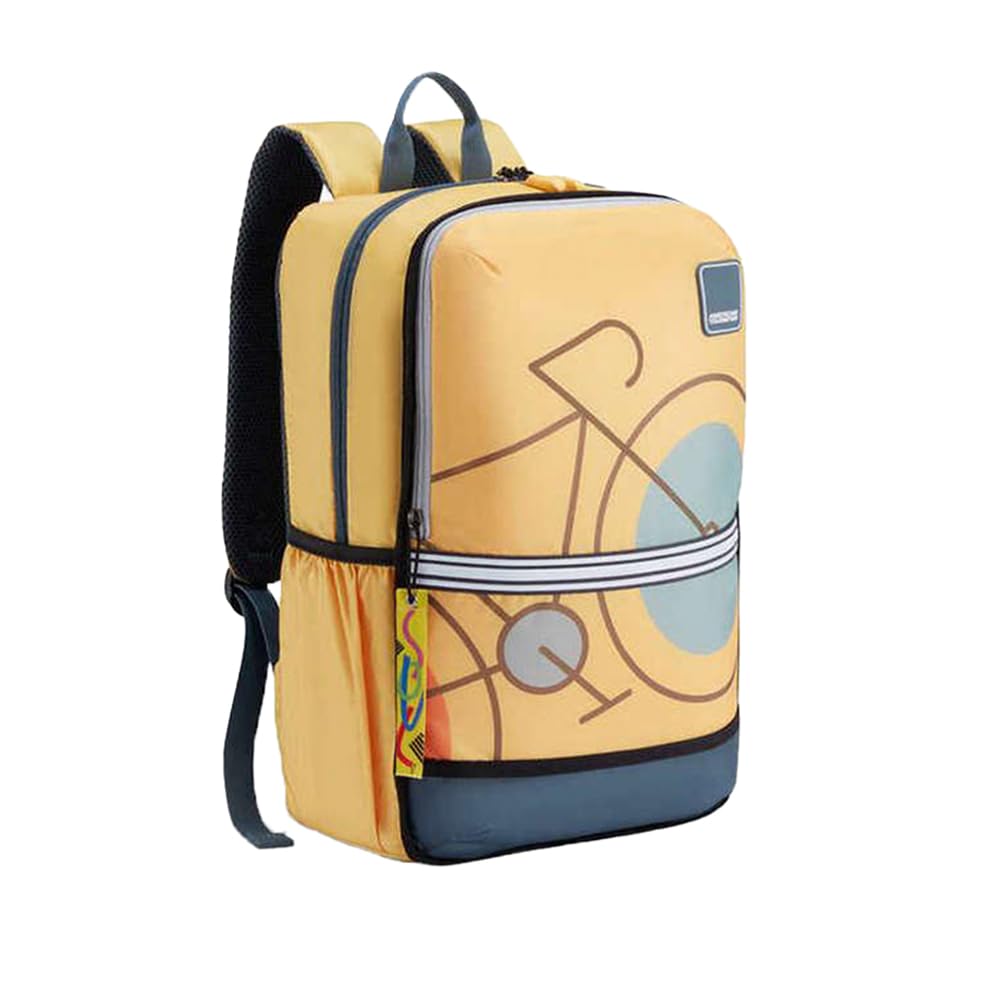 Aleo 3.0, 20L Volume 3 Compartment School Backpack with Front Organizer and Spacious Interiors for Girls and Boys - Yellow