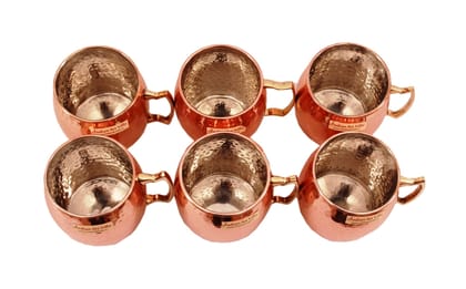 IndianArtVilla Set of 6 Copper Nickel Round Hammered Moscow Mule Mug Cup 530 ML (18 Oz) each - Hotel Restaurant Beer Bar