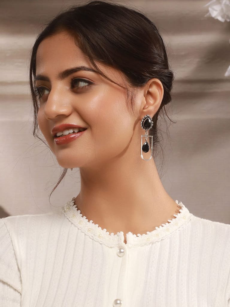 Oxidised Silver Lookalike designer Dailywear Dangling Earrings - Earrings | Buy online on ZillyBuy