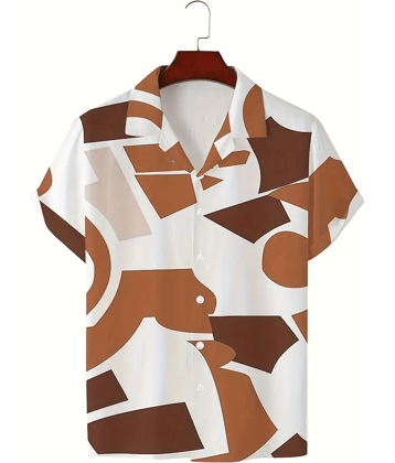 AAPSKA Rayon Flex Regular Fit Printed Half Sleeves Men's Casual Shirt - Coffee ( Pack of 1 )