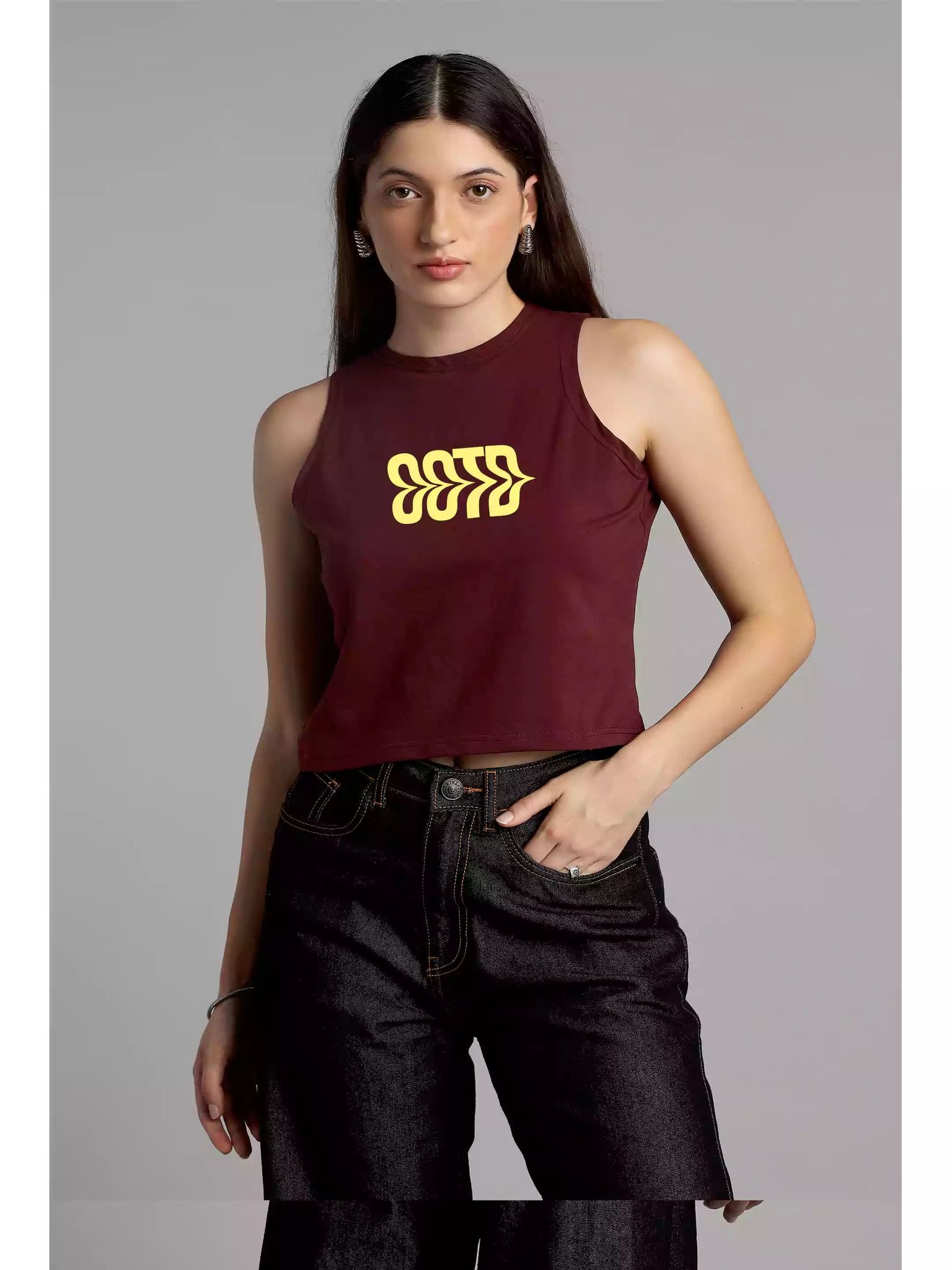 OOTD - Sukhiaatma High Neck Sleeveless Fitted Top-M- 34