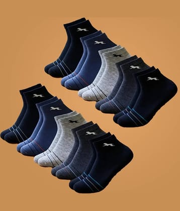 VAMEAR Pack of 10 Men's Cotton Ankle Length Socks ( Black )