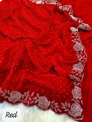 BEAUTIFUL FULL BODY STONE WORK DESIGNER SAREE WITH BP
