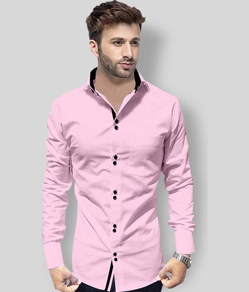 P&V - Pink Cotton Blend Regular Fit Men's Casual Shirt (Pack of 1)