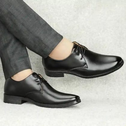 Latest Trendy Men Formal Shoes, Black Derby Shoes, Office Shoes For Men's and Boys - Black Color - Black, Size - 7