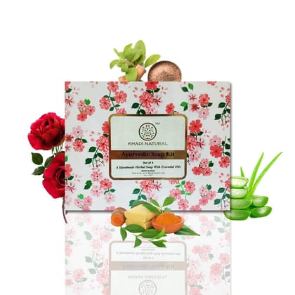 Khadi Natural Soap Kit | Natural Bathing & Handmade Soap with Essential Oils | Suitable for All Skin Types | Pack of 4 Khadi Natural Soap Kit | Natural Bathing & Handmade Soap with Essential Oils | Suitable for All Skin Types | Pack of 4 - 4 Count (Pack 